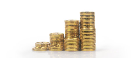 Stack of a coin with trading graph, financial investment conceptの写真素材