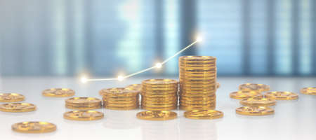 Stack of a coin with trading graph, financial investment conceptの写真素材