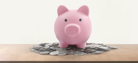 Coin with trading graph, financial investment concept and a Piggy bankの写真素材