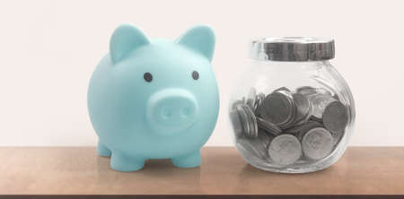 Coin with trading graph, financial investment concept and a Piggy bankの写真素材