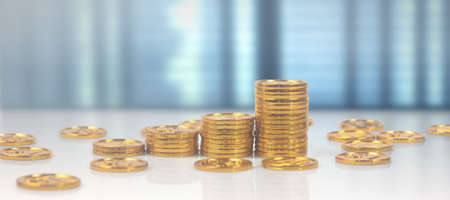Stack of a coin with trading graph, financial investment conceptの写真素材