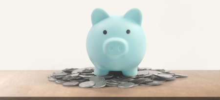Coin with trading graph, financial investment concept and a Piggy bankの写真素材