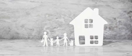 Model house. Real estate rental, purchase and sale concept. Realtor services, building repair and maintenanceの写真素材