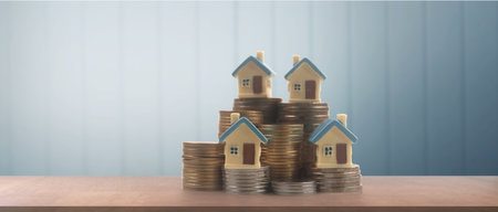 Model of house savings plans for housing, home and Real Estate conceptの写真素材
