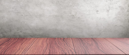 Wood shelves on Cement wall background.For put product and some thing