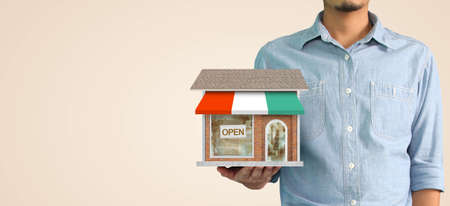 House Residential Structure in a hand ,business home ideaの写真素材