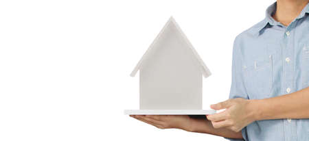 House Residential Structure in a hand ,business home ideaの写真素材