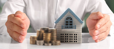 House Residential Structure in hand ,business home idea, model houseの写真素材