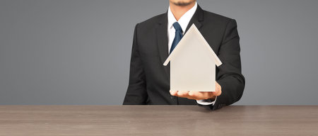 House Residential Structure in hand ,business home idea, model houseの写真素材
