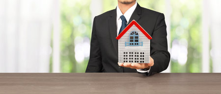 House Residential Structure in hand ,business home idea, model houseの写真素材
