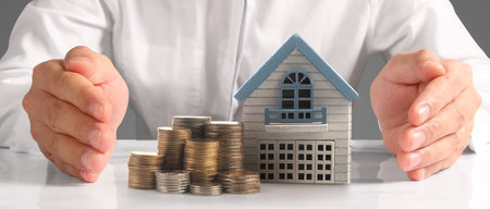 House Residential Structure in hand ,business home idea, model houseの写真素材