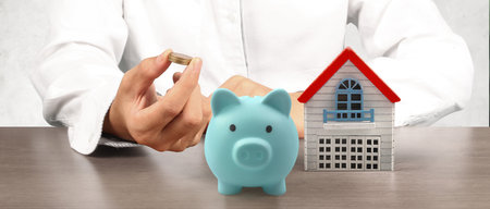 House Residential Structure in hand ,business home idea, model houseの写真素材