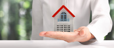 House Residential Structure in hand ,business home idea, model houseの写真素材