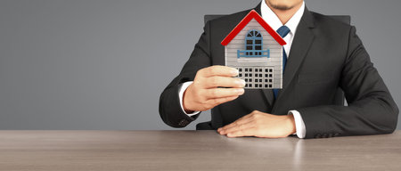 House Residential Structure in hand ,business home idea, model houseの写真素材