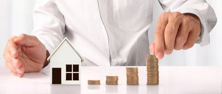 House Residential Structure in hand ,business home idea, model houseの写真素材