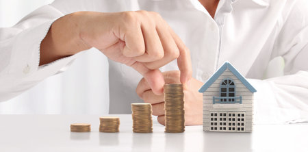 House Residential Structure in hand ,business home idea, model houseの写真素材