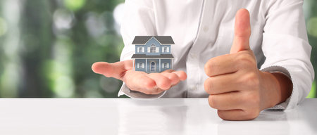 House Residential Structure in hand ,business home idea, model houseの写真素材