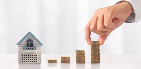 House Residential Structure in hand ,business home idea, model houseの写真素材