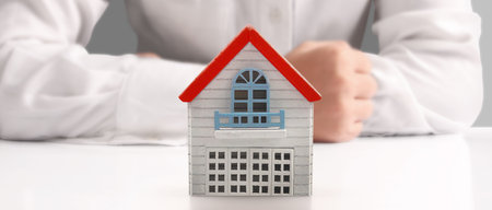 House Residential Structure in hand ,business home idea, model houseの写真素材