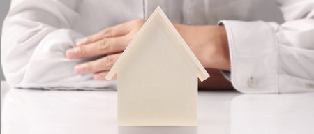 House Residential Structure in hand ,business home idea, model houseの写真素材