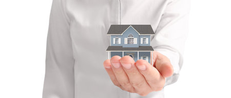 House Residential Structure in hand ,business home idea, model houseの写真素材