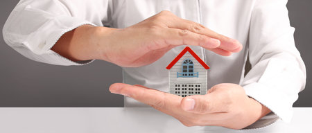 House Residential Structure in hand ,business home idea, model houseの写真素材