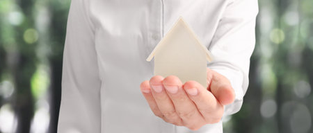 House Residential Structure in hand ,business home idea, model houseの写真素材