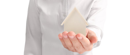 House Residential Structure in hand ,business home idea, model houseの写真素材