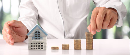 House Residential Structure in hand ,business home idea, model houseの写真素材