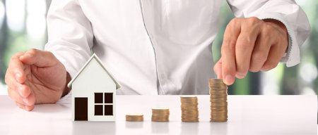 House Residential Structure in hand ,business home idea, model houseの写真素材