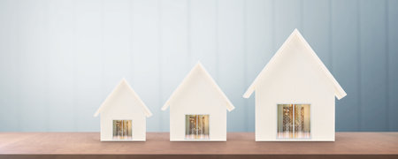 Wood home model isolated on white background. concept, Home buyer or Home sellerの写真素材