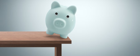 Piggy bank on space for text. saving money, crisis. Business or Retirement Savings, Financeの写真素材