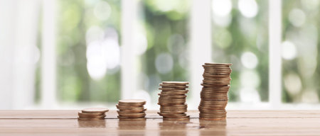 Stack of coin with trading graph, financial investment concept