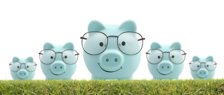 Piggy bank grass as fokaw, coin Savingの写真素材