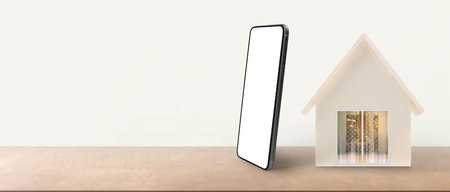 House Model  space and smartphoneの写真素材