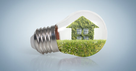 Illuminated Light Bulb Eco. Business Concepts, Business Approaches and Success in Finance, Banking and Investmentの写真素材