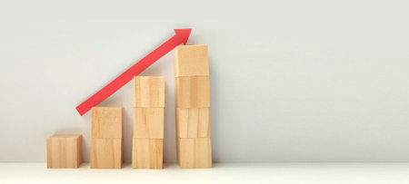 Business growth analysis office space infographic minimalist environment top-down view success strategyの写真素材