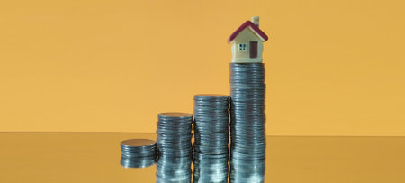 Investment growth strategy real estate market financial gains indoor setting conceptual visualizationの写真素材