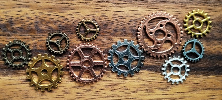 Mechanical gears arrangement workshop photography industrial close-up engineering concepts