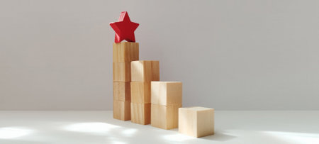 Building success creative block stacking challenge minimalist studio conceptual art bright environment inspiring viewの写真素材