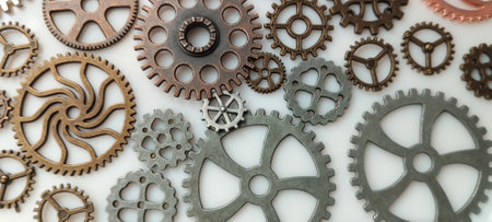 Exploring mechanical efficiency gears and cogs industrial workspace photography closeup technical innovationの写真素材