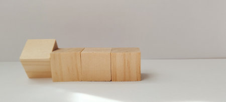 Building creativity with wooden blocks indoor playroom fun educational content minimalist design top-down view imagination developmentの写真素材
