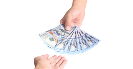 American Dollars Cash Money 100 dollars banknotes in hand Business Concepts, Business Approaches and...