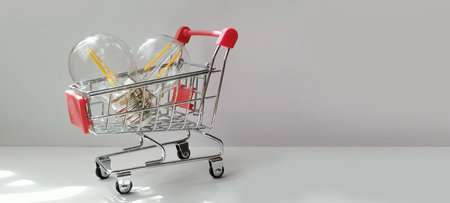 Shopping cart displaying minimalist setup product photography indoor close-up view concept