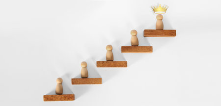 Wooden blocks in shape of a staircase as step Business Concepts, Business Approaches and Success in...