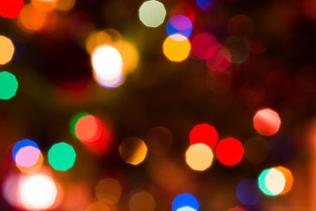 Festive background. Bokeh of garlands.の写真素材