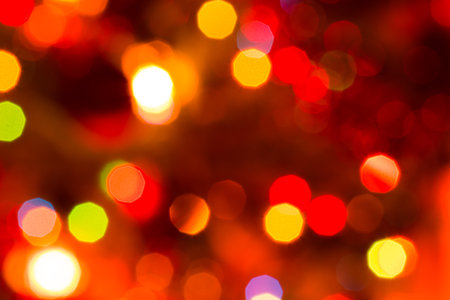 Festive background. Bokeh of garlands.の写真素材