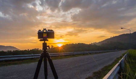 Camera film with Sunriseの写真素材