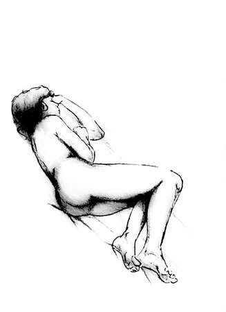 Tutorial of drawing a female body. Drawing the human body, step by step lessons.の写真素材