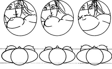 Tutorial of drawing a female body. Drawing the human body, step by step lessons. Female breast drawing tutorial. Drawing a woman's body with an emphasis on breasts.の写真素材